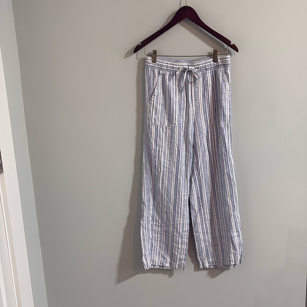 Gap High Rise Linen Pull On Wide Leg Pants